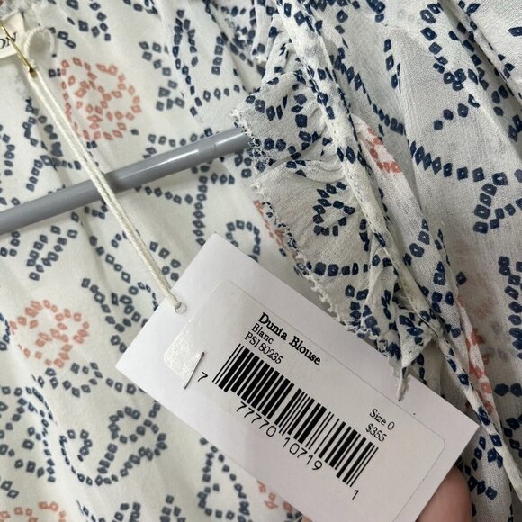 Ulla Johnson NWT Dunia Cold Shoulder Blouse Silk Floral White Women’s Size 0 - Picture 12 of 14